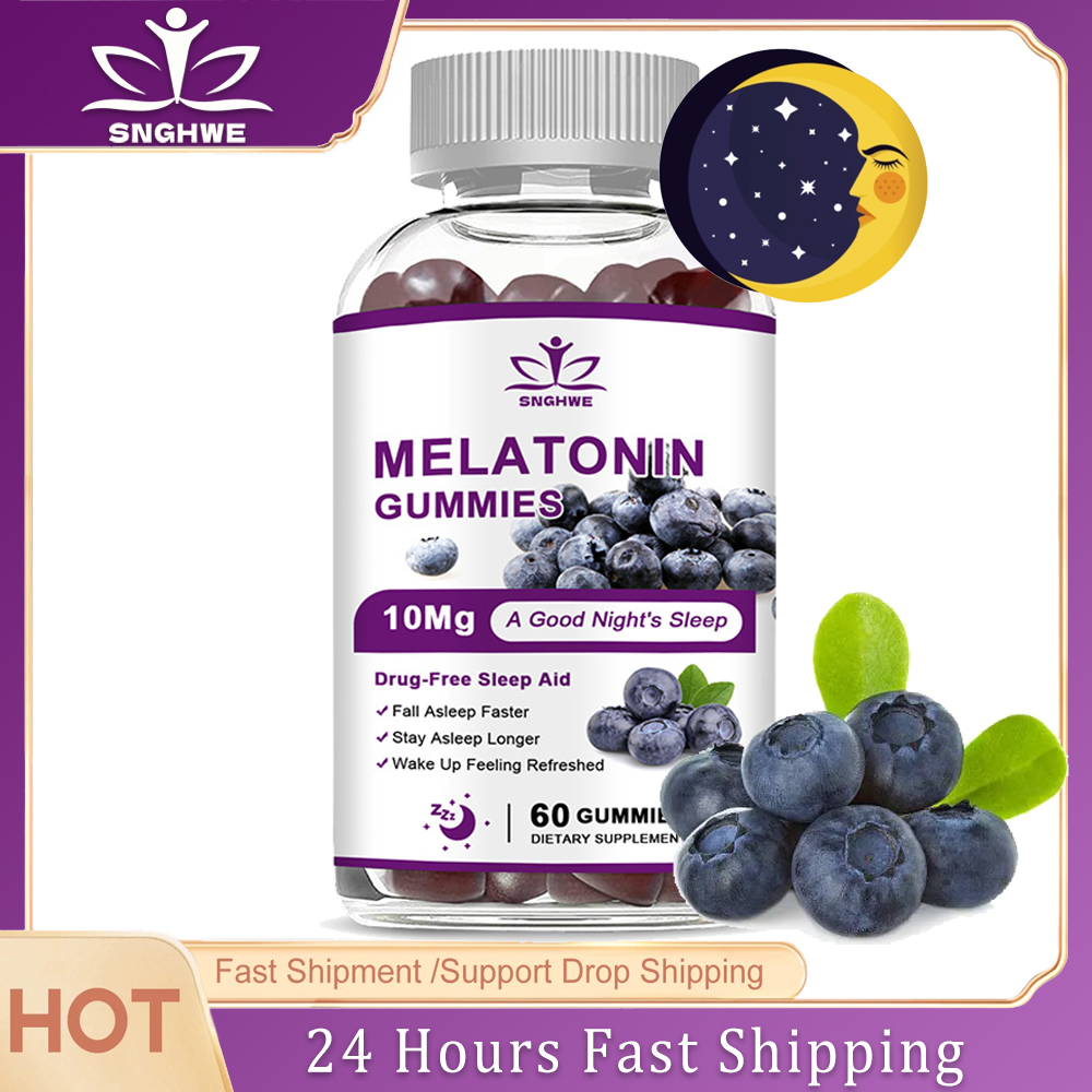 Melatonin Sleep Gummy - 睡眠用メラトニン グミ 10mg 早く眠りにつき、より長く眠れる ブルーベリー風味 睡眠用栄養補助食品-ビーガン、非遺伝子組み換え、グルテンフリー